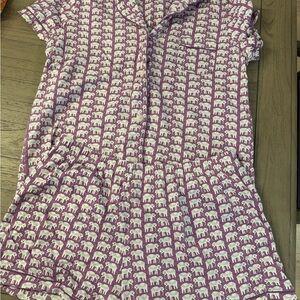 Roller Rabbit Purple and White Elephant Pajama Set
